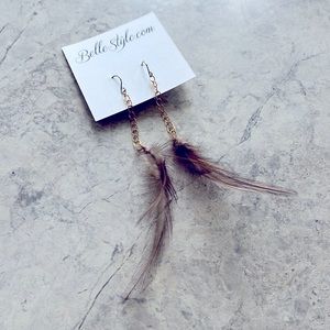 BelleStyle Flock Grey Feather Earrings